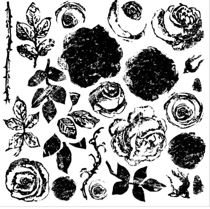Painterly Roses 12x12 Decor Stamp-Levee Art Gallery