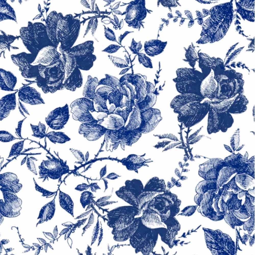 Blue Sketched Flowers Decoupage Paper-Levee Art Gallery
